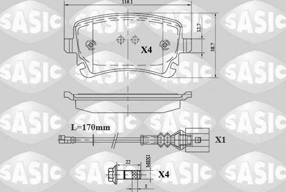 Тормозные колодки Sasic. Артикул 6216088