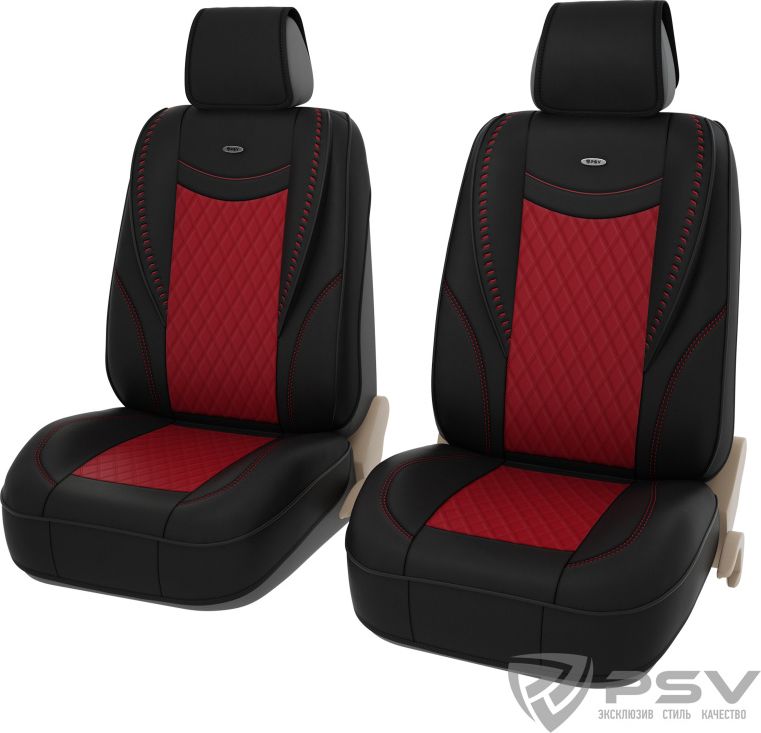 Чехлы-накидки универсальные формованные PSV 2D PREMIUM Era 2 FRONT на сидения, цвет Черно-Красный. Артикул 131878
