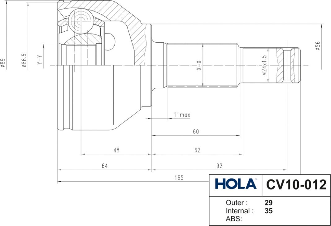 Шрус наружный (граната) HOLA. Артикул CV10-012