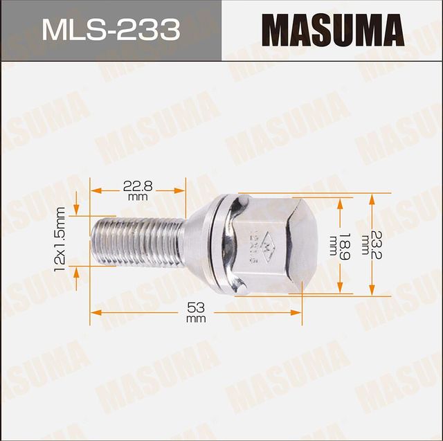 БОЛТ КОЛЕСНЫЙ MASUMA RENAULT MEGAN II, CLIO II Masuma. Артикул MLS-233