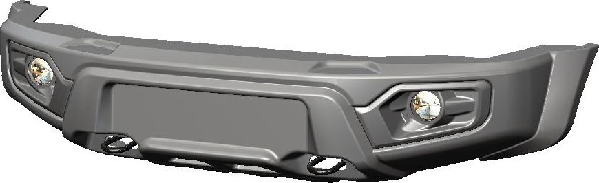 Бампер передний АВС-Дизайн для УАЗ Pickup 2005-2026. ЛЁГКИЙ, с оптикой, под покраску. Артикул ABC.UAZ.FB.18P