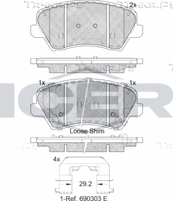 Тормозные колодки Icer передние для Kia Cerato IV 2018-2026. Артикул 182029-203