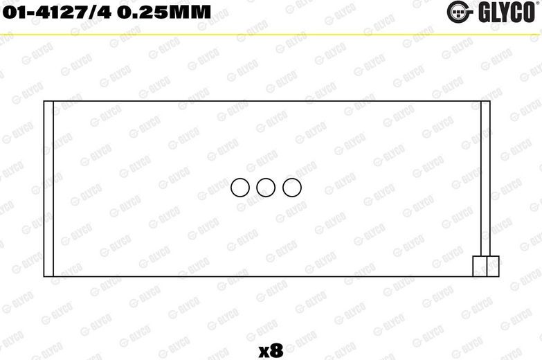 Вкладыши шатунные Glyco для Fiat Fiorino II 1988-2001. Артикул 01-4127/4 0.25mm