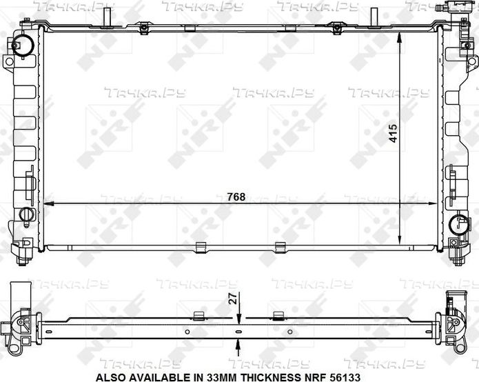 Радиатор охлаждения двигателя NRF EASY FIT для Chrysler Voyager IV 2000-2000. Артикул 53156