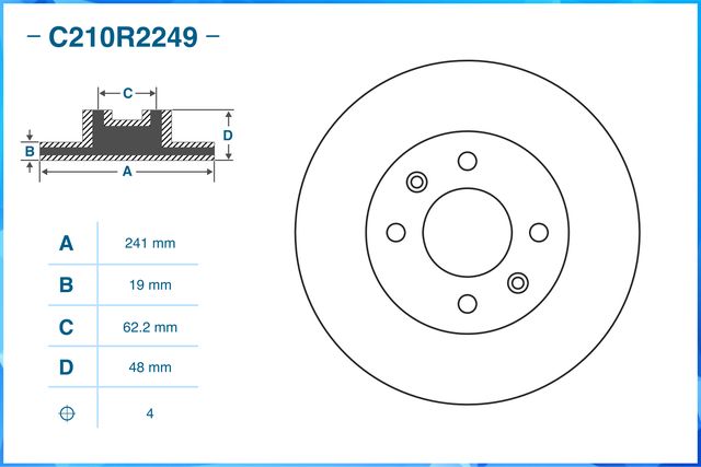 Диск тормозной передний (Cworks). Артикул C210R2249