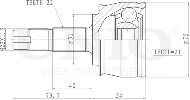 ШРУС наружный (Unio). Артикул CVJ-20238