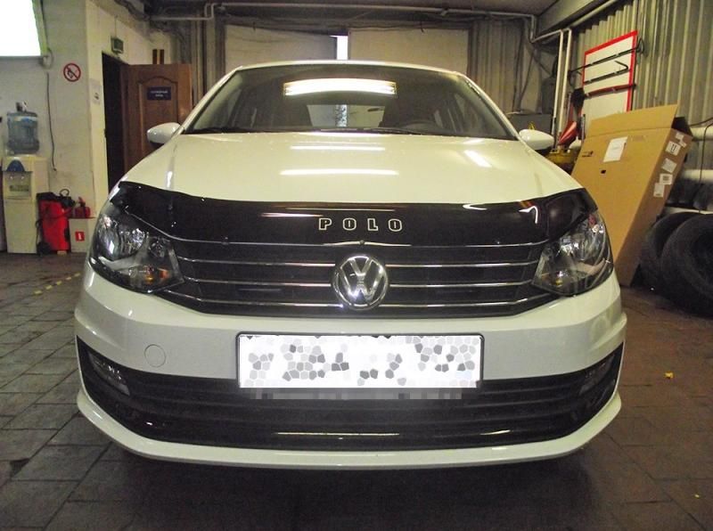 Дефлектор Vip-Tuning для капота Volkswagen Polo V рестайлинг седан 2015-2020. Артикул VW42