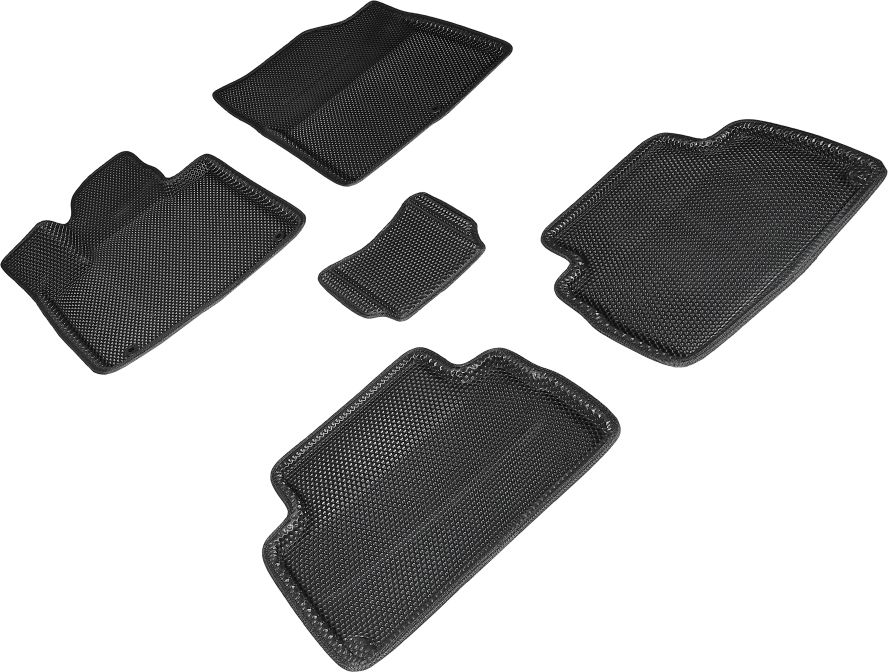 Коврики Seintex 3D EVA Соты для салона Hyundai Santa Fe IV рестайлинг (5 мест) 2020-2026 ЧЕРНЫЕ. Артикул 96824