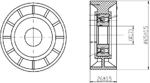 Направляющий (ведущий) ролик приводного поликлинового ремня Trialli. Артикул CM 0955
