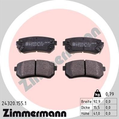 Тормозные колодки Zimmermann. Артикул 24320.155.1