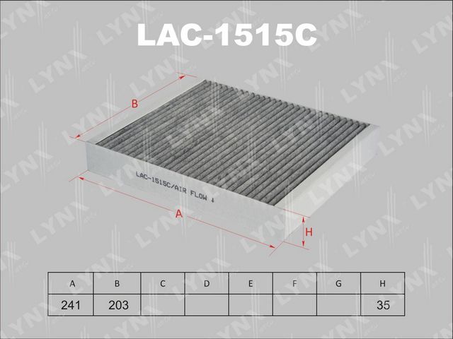 Салонный фильтр LYNXauto для Chevrolet Cobalt II 2013-2026. Артикул LAC-1515C