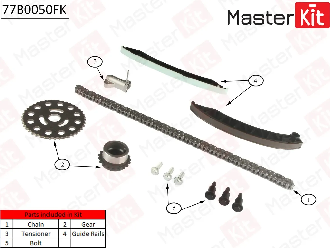 77B0050FK Комплект цепи ГРМ Renault Laguna 2.0dCi M9R 05- (Master KIT). Артикул 77b0050fk