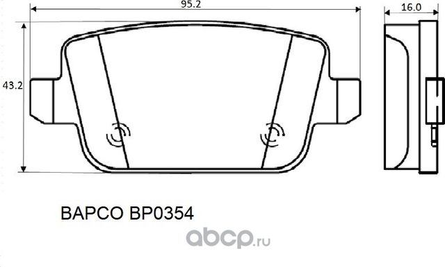 Колодки тормозные дисковые зад. FORD FOCUS II 05-13, GALAXY 06-15, KUG (Bapco). Артикул BP0354