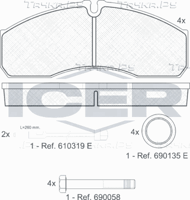 Тормозные колодки Icer передние для Renault Mascott 1999-2013. Артикул 141499