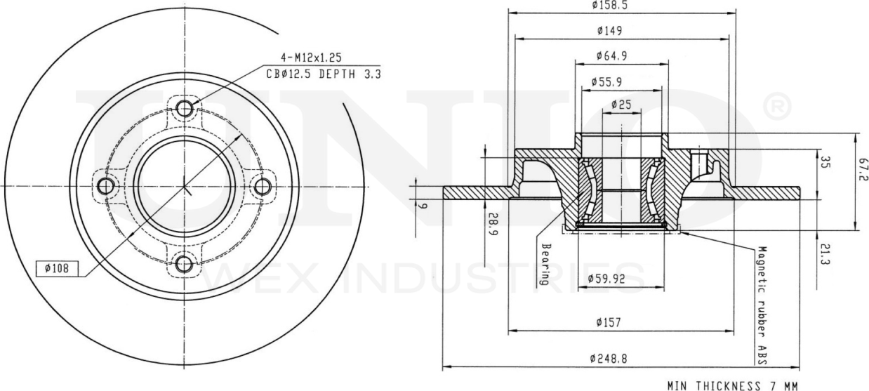 Диск тормозной (Unio). Артикул BRD-20250
