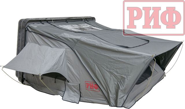 Палатка на крышу автомобиля РИФ Hard RT03-140 усиленная, корпус черный, тент серый. Артикул RIFRT0314080901
