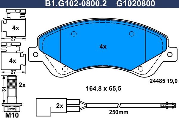 Тормозные колодки Galfer. Артикул B1.G102-0800.2