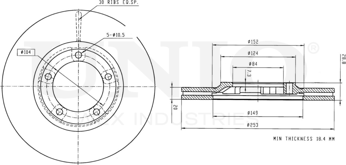 Диск тормозной (Unio). Артикул BRD-20407