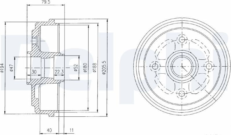 Тормозной барабан Delphi. Артикул BF400