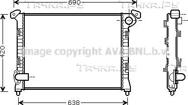 Радиатор охлаждения двигателя AVA. Артикул BW2286