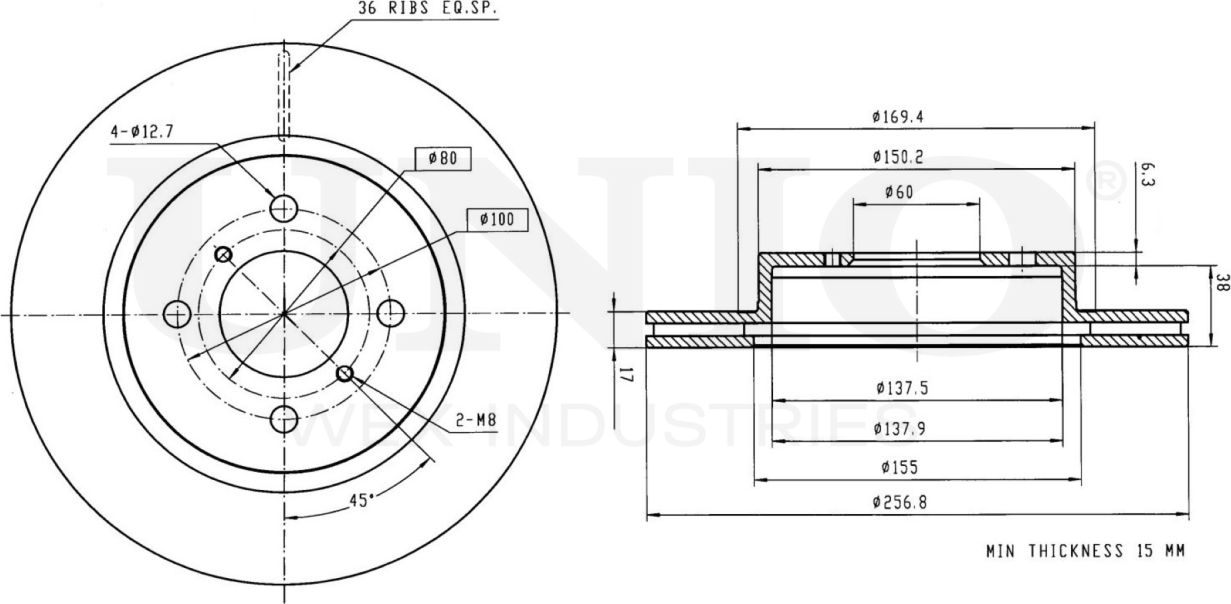 Диск тормозной (Unio). Артикул BRD-20234