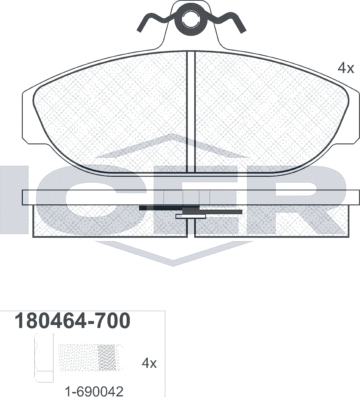 Тормозные колодки Icer передние для Volvo 960 I 1990-1996. Артикул 180464-700