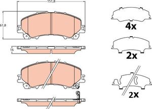 Тормозные колодки TRW передние для Nissan X-Trail T32 2014-2025. Артикул GDB2222