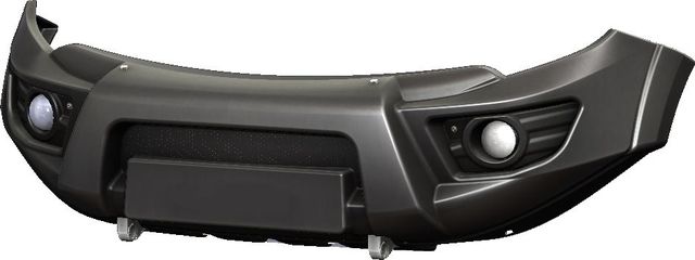 Бампер силовой АВС-Дизайн передний для Mitsubishi L200 V 2015-2018 (кроме компл-и INVITE). УСИЛЕННЫЙ, с отверстиями под штатную оптику, чёрный. Артикул ABC.MCCL200.FB.09В