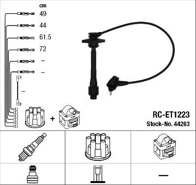 Высоковольтные провода (провода зажигания) (комплект) NGK. Артикул 44263