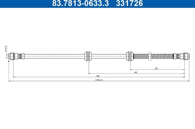 Тормозной шланг ATE передний для Mercedes-Benz G-Класс W463 II 2018-2026. Артикул 83.7813-0633.3