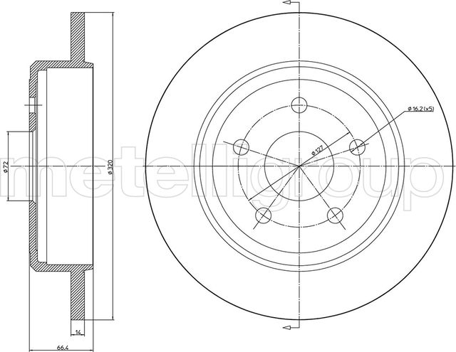 Тормозной диск Metelli задний для Jeep Commander XK, XH 2005-2010. Артикул 23-1546C