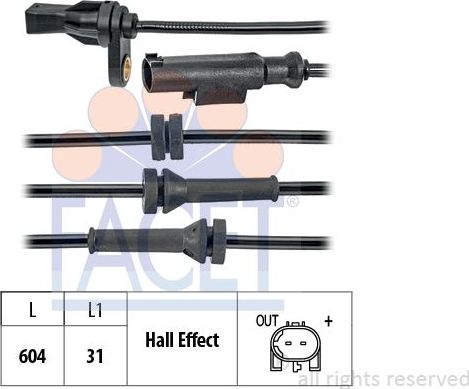 Датчик ABS Facet Made in Italy - OE Equivalent передний правый/левый для BMW 2 F22 2012-2026. Артикул 21.0196