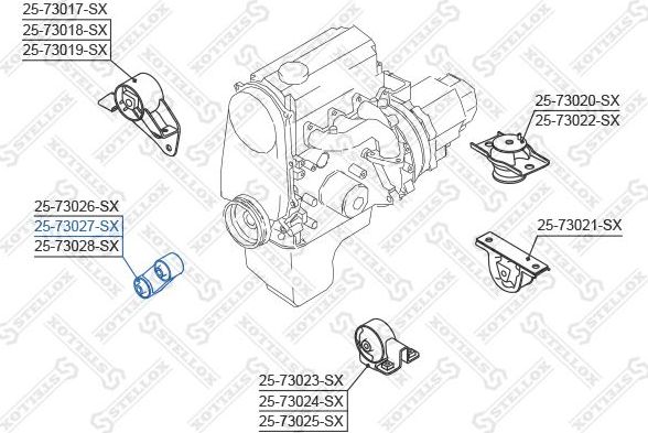 Подушка (опора) двигателя Stellox. Артикул 25-73027-SX