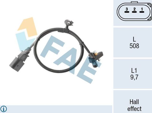 Датчик положения коленвала FAE для Volkswagen Polo III 2000-2001. Артикул 79495