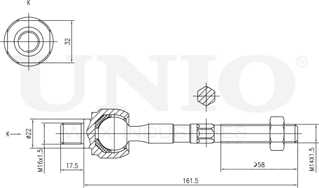 Тяга рулевая (Unio). Артикул SSP-30001