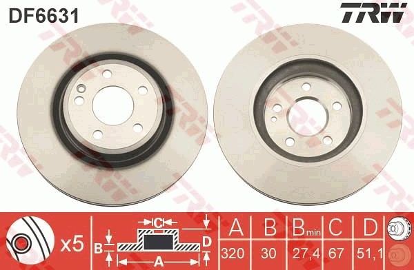 Тормозной диск TRW. Артикул DF6631