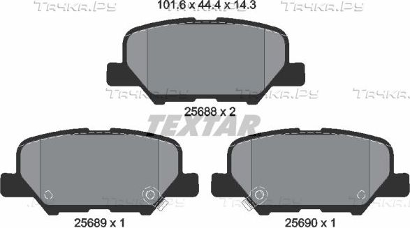 Тормозные колодки Textar задние для Mitsubishi Outlander III 2012-2026. Артикул 2568801