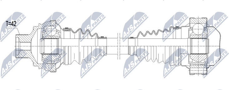 Полуось (привод в сборе, приводной вал) NTY. Артикул NPW-VW-079