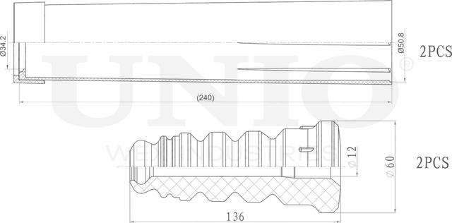 Отбойник и пыльник амортизатора, комплект (Unio). Артикул DUC-50011