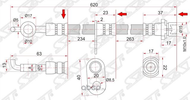 Шланг тормозной передний Таиланд TOYOTA COROLLA (SAT). Артикул ST9094702C48