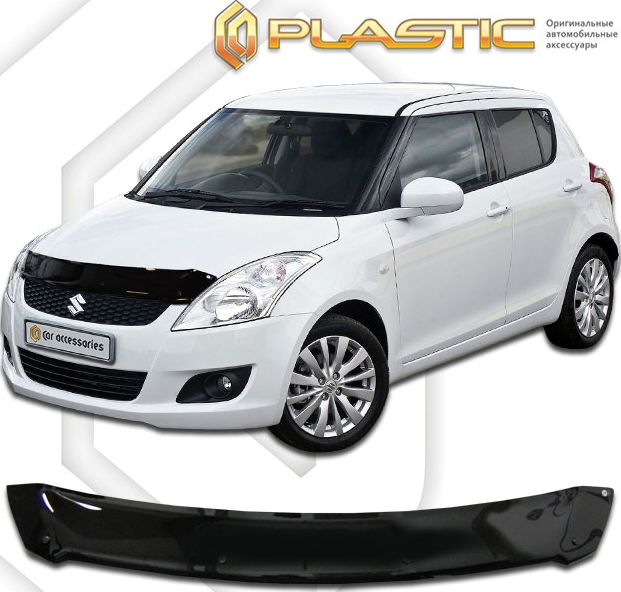 Дефлектор СА Пластик для капота (Classic черный) Suzuki Swift 2010–2016. Артикул 2010010107185