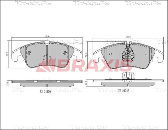 Тормозные колодки Braxis. Артикул AA0397