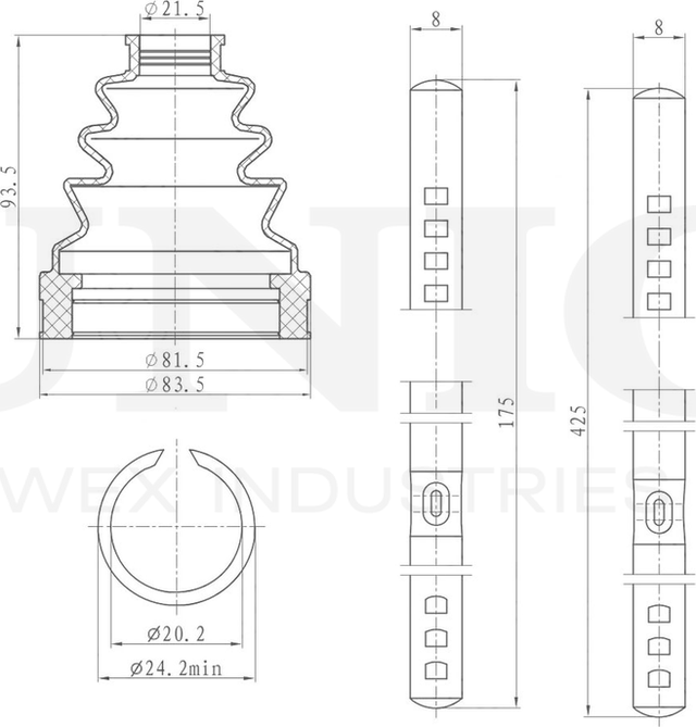Пыльник ШРУС, комплект (Unio). Артикул DUC-30013K