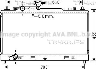 Радиатор охлаждения двигателя AVA. Артикул MZ2227
