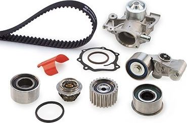 Помпа (водяной насос) с комплектом ремня ГРМ Gates PowerGrip™ для Subaru Forester II 2002-2008. Артикул KP1TH15537XS-3
