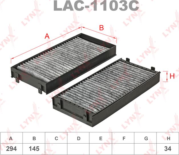 Салонный фильтр LYNXauto для BMW X6 II (F16) 2014-2019. Артикул LAC-1103C