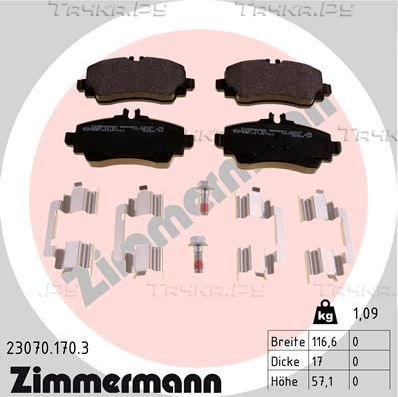 Тормозные колодки Zimmermann. Артикул 23070.170.3