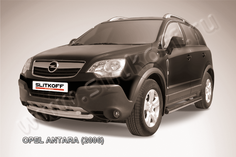 Защита Slitkoff переднего бампера d57/57 двойная для Opel Antara 2006-2011. Артикул OPAN006