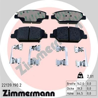 Тормозные колодки Zimmermann передние для Opel Insignia II 2017-2026. Артикул 22139.190.2