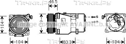 Компрессор кондиционера AVA для Citroen Jumpy I 1998-2006. Артикул CNAK201